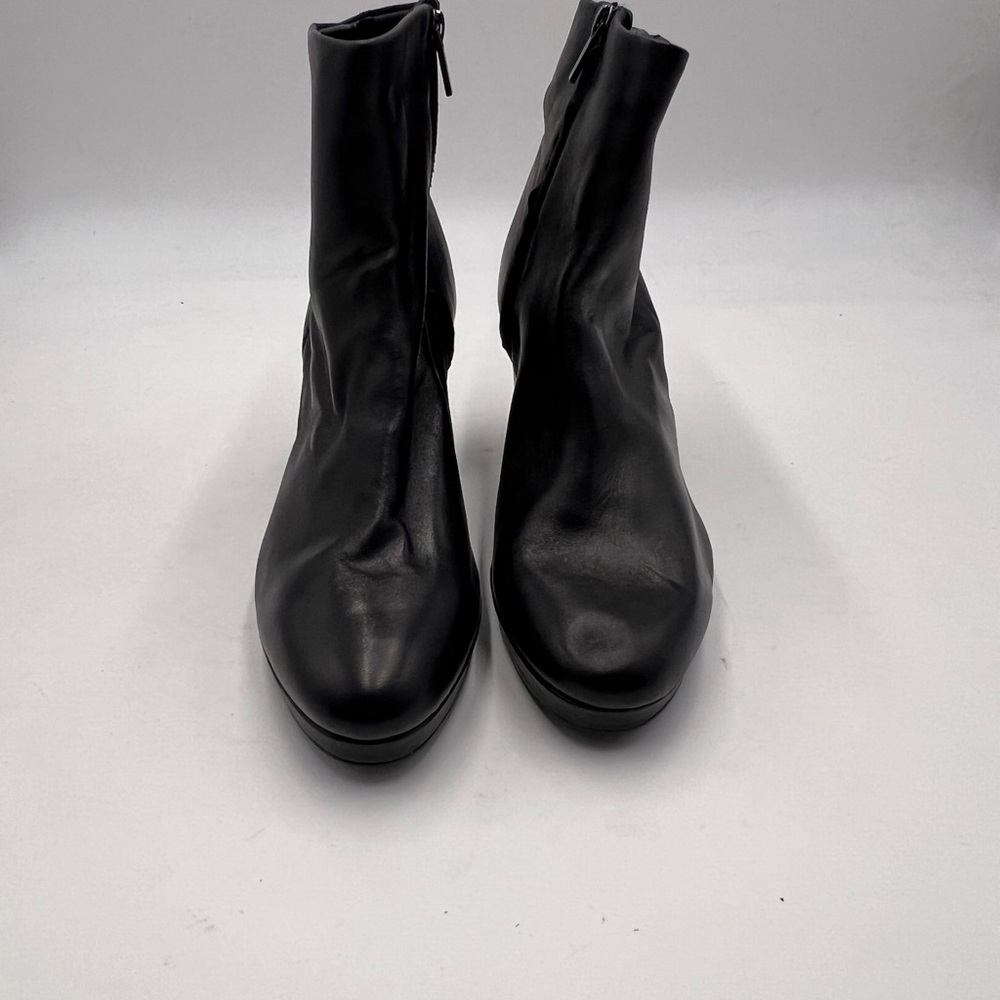 Calvin Klein Sleek Black Leather Heeled Boots - Picture 3 of 9